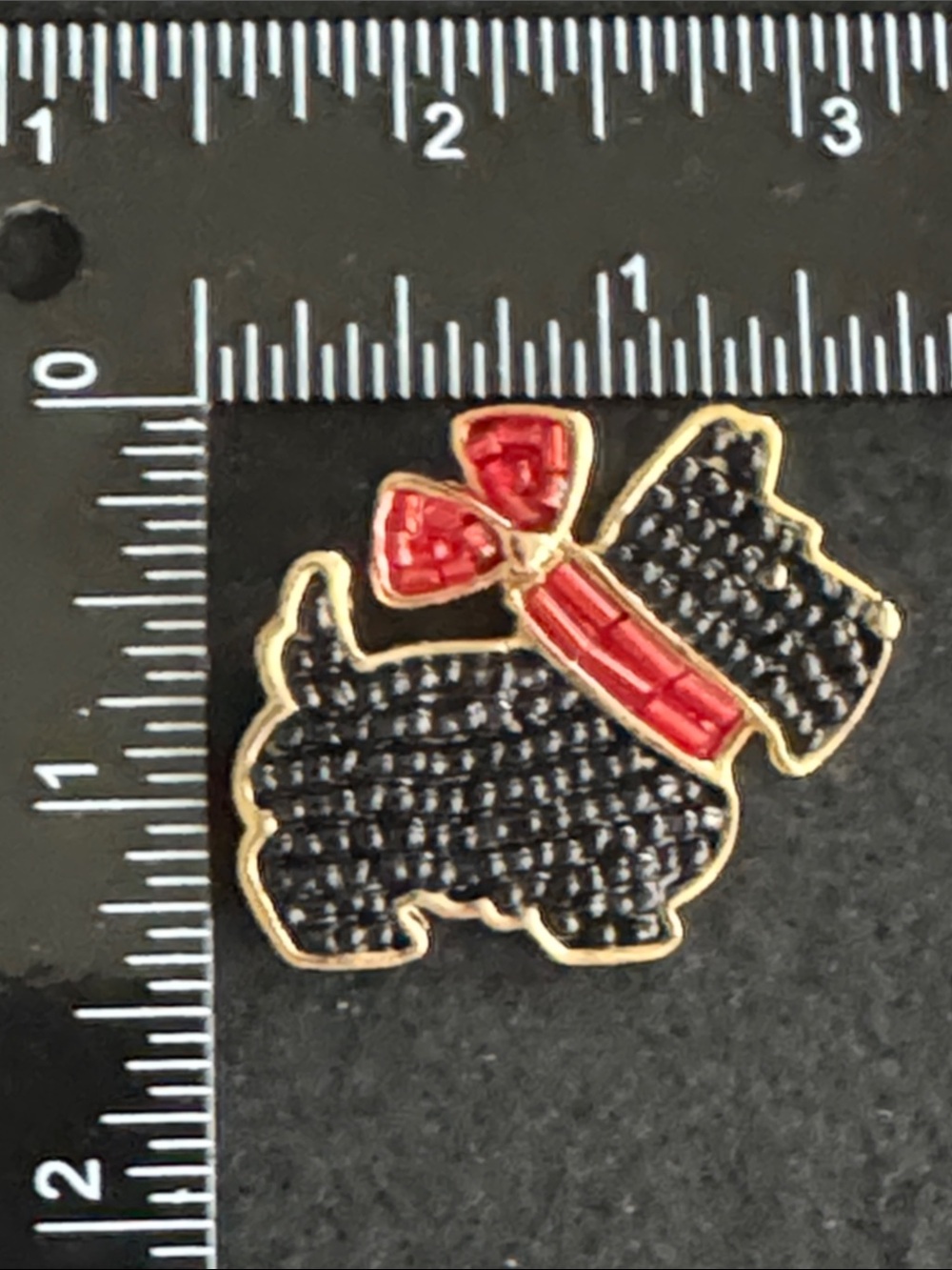 VTG Signed Fire Bird Black Beaded Scotty Dog Brooch Gold Tone - Picture 5 of 5